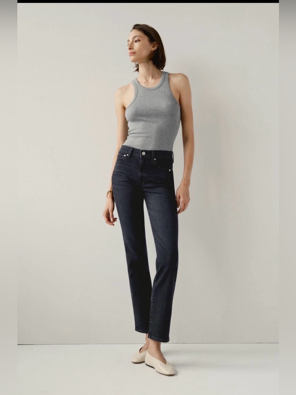AYR The LaLa Jean in Epic Wash Size 25S Black Denim High Rise Straight Leg 90s